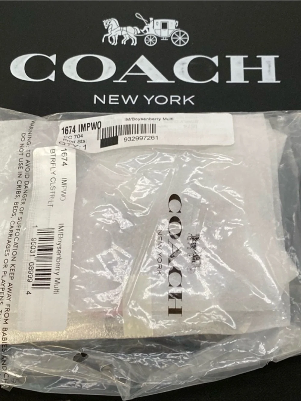 Coach Butterfly Cluster Bag Charm / Keychain Boysenberry Multi NWT - Picture 2 of 5